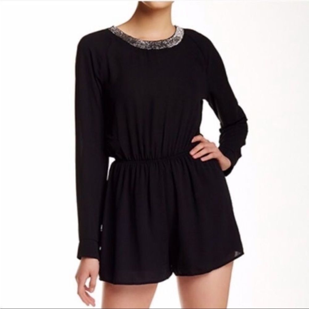 ASTR black beaded neckline romper M